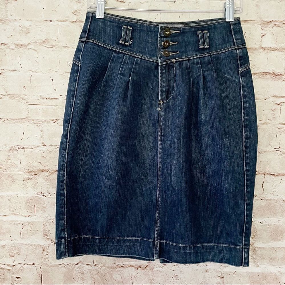 Silence Noise pleated straight jean skirt